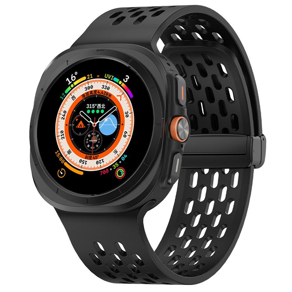 Samsung Galaxy Watch Ultra (47mm) Silikone Rem med Magnetisk Spænde - Hullet - Sort