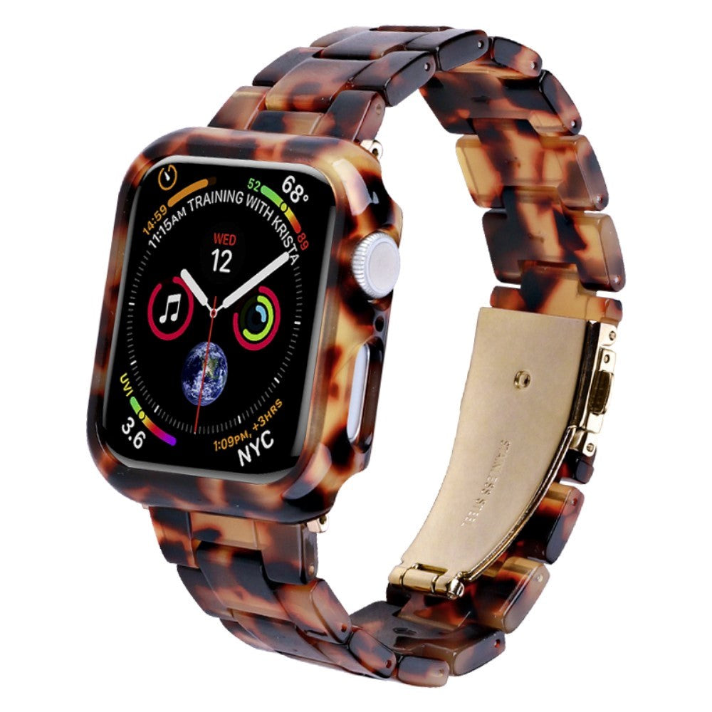 Apple Watch 9/8/7 (45mm) Rem & Cover i Harpiks - Sort / Brun