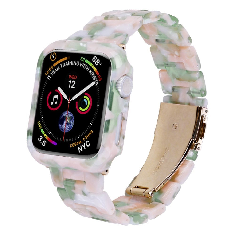 Apple Watch 9/8/7 (45mm) Rem & Cover i Harpiks - Pink / Grøn