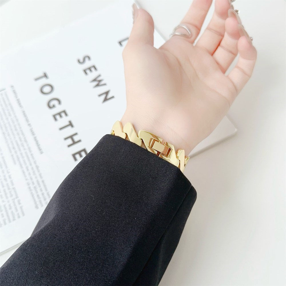 Universal 22mm Bølget Metal Rem - Guld