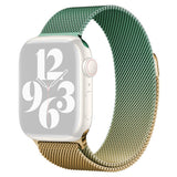 Apple Watch (38/40/SE/41/42mm) Gradient Magnetisk Rustfri Stål Rem - Guld / Grøn