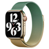 Apple Watch (38/40/SE/41/42mm) Gradient Magnetisk Rustfri Stål Rem - Guld / Grøn