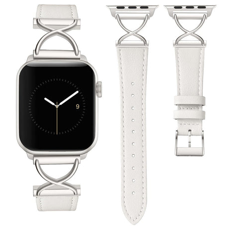 Apple Watch (38/40/SE/41/42mm) Klassisk Kunst Læder Smartwatch Rem - Hvid