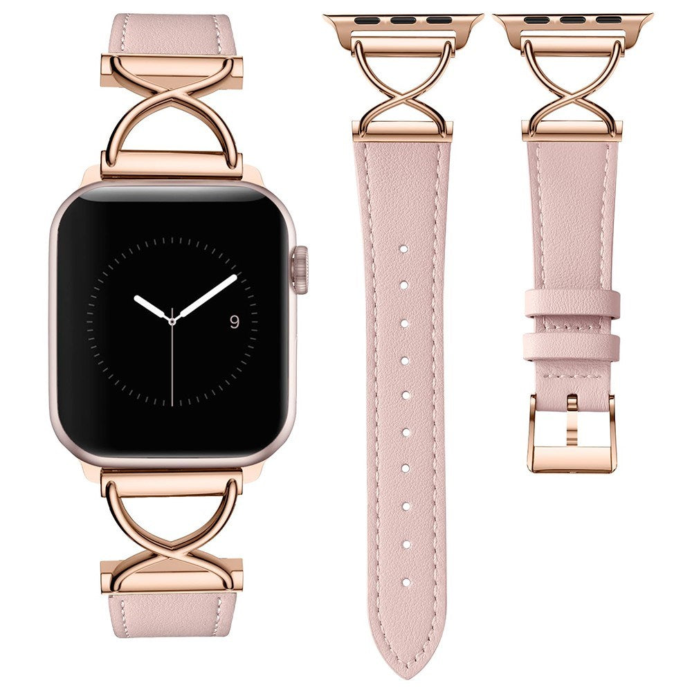 Apple Watch (38/40/SE/41/42mm) Klassisk Kunst Læder Smartwatch Rem - Pink