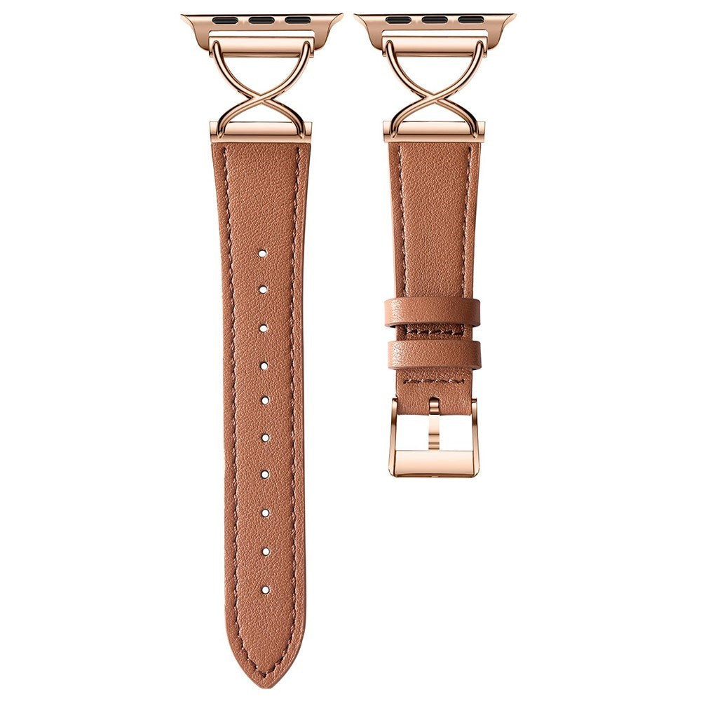 Apple Watch (38/40/SE/41/42mm) Klassisk Kunst Læder Smartwatch Rem - Brun