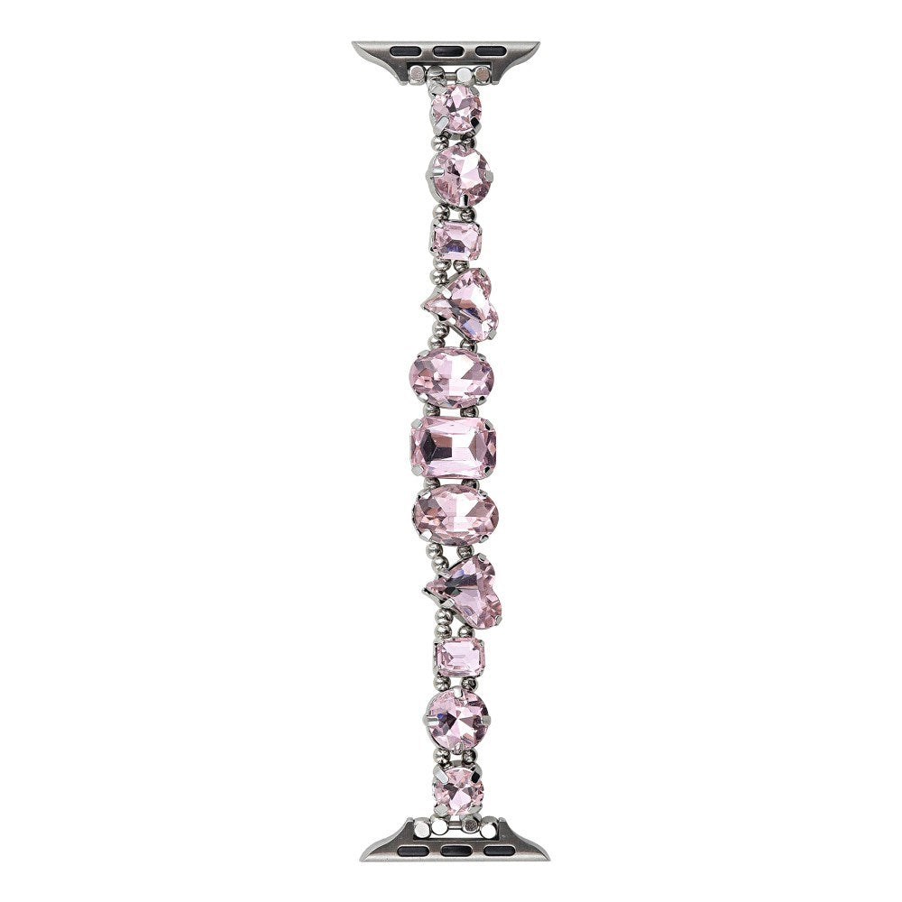 Apple Watch (38/40/SE/41/42mm) Glass Diamond Rem - Lyserød / Elastik