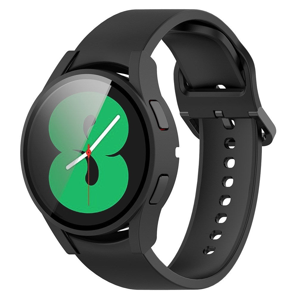 Samsung Galaxy Watch 4 (40mm) / FE (40mm) Cover m. Indbygget Skærmbeskytter i Hård Plastik - Sort