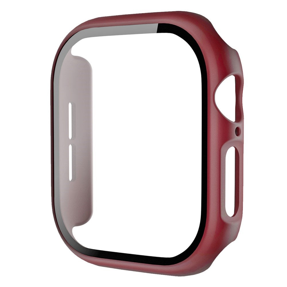 Apple Watch 11 / 10 (42mm) Hård Plastik Cover m. Indbygget Skærmbeskyttelse - Mørkerød