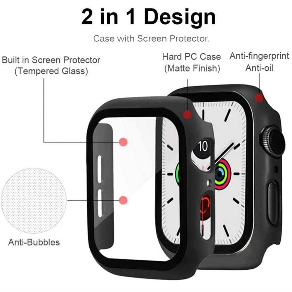 Apple Watch 11 / 10 (42mm) Hård Plastik Cover m. Indbygget Skærmbeskyttelse - Mørkerød