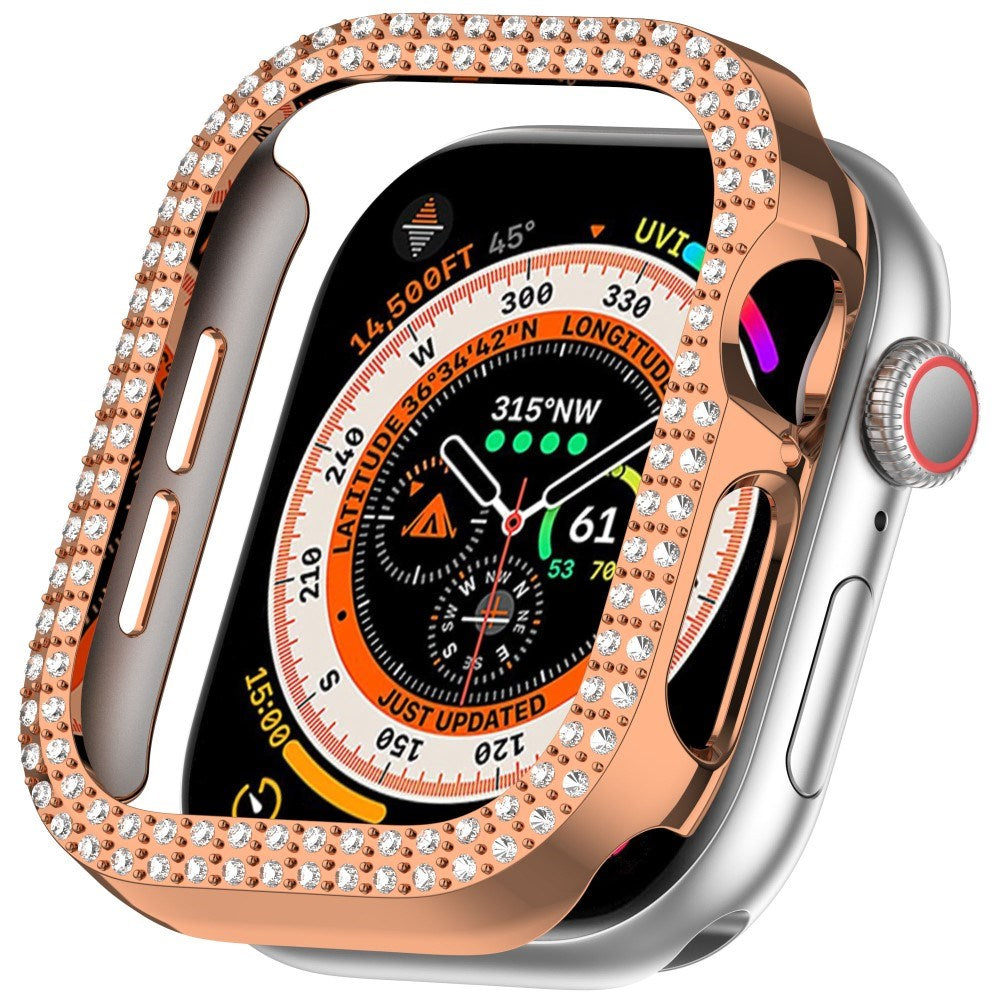 Apple Watch 11 / 10 (42mm) Hård Plast Ramme - Rose Gold / Rhinsten