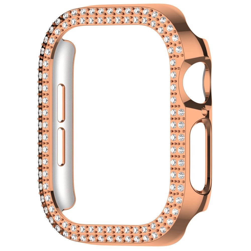 Apple Watch 11 / 10 (42mm) Hård Plast Ramme - Rose Gold / Rhinsten