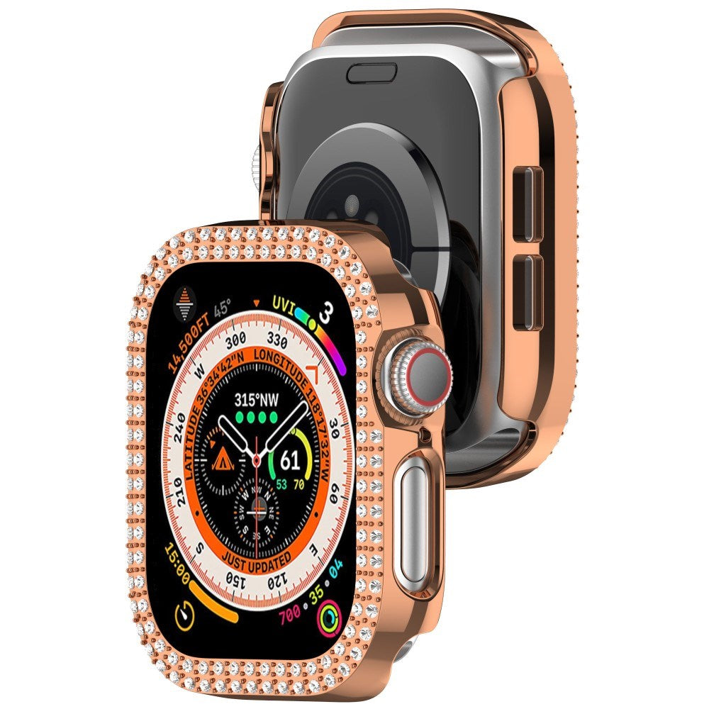 Apple Watch 11 / 10 (42mm) Hård Plast Ramme - Rose Gold / Rhinsten