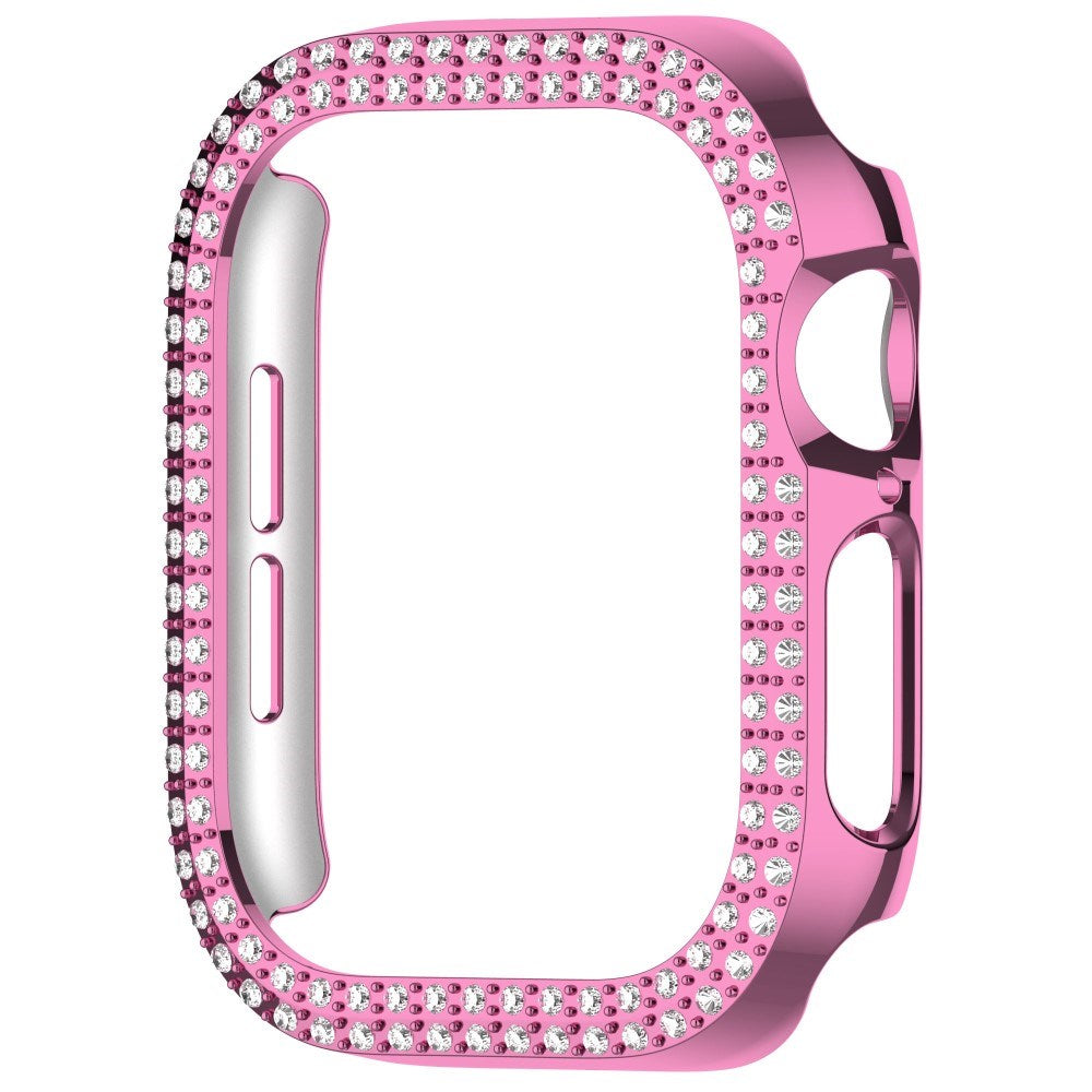 Apple Watch 11 / 10 (42mm) Hård Plast Ramme - Pink / Rhinsten