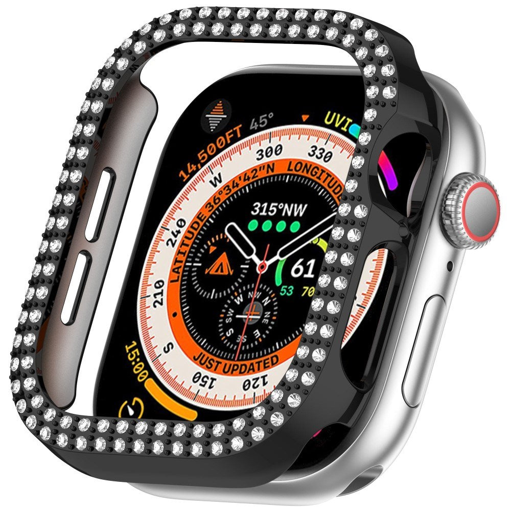 Apple Watch 11 / 10 (42mm) Hård Plast Ramme - Sort / Rhinsten