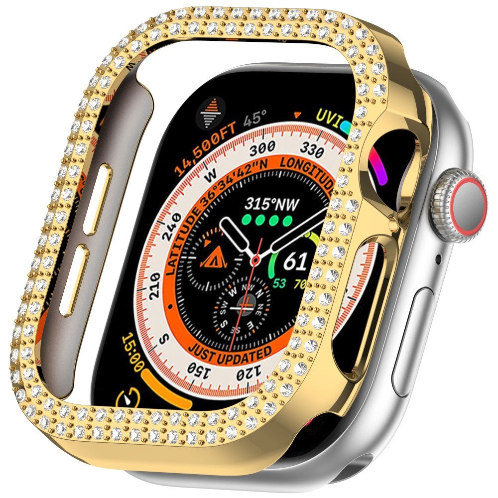 Apple Watch 11 / 10 (42mm) Hård Plast Ramme - Guld / Rhinsten