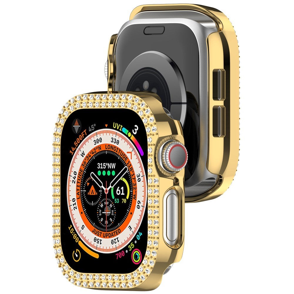 Apple Watch 11 / 10 (42mm) Hård Plast Ramme - Guld / Rhinsten