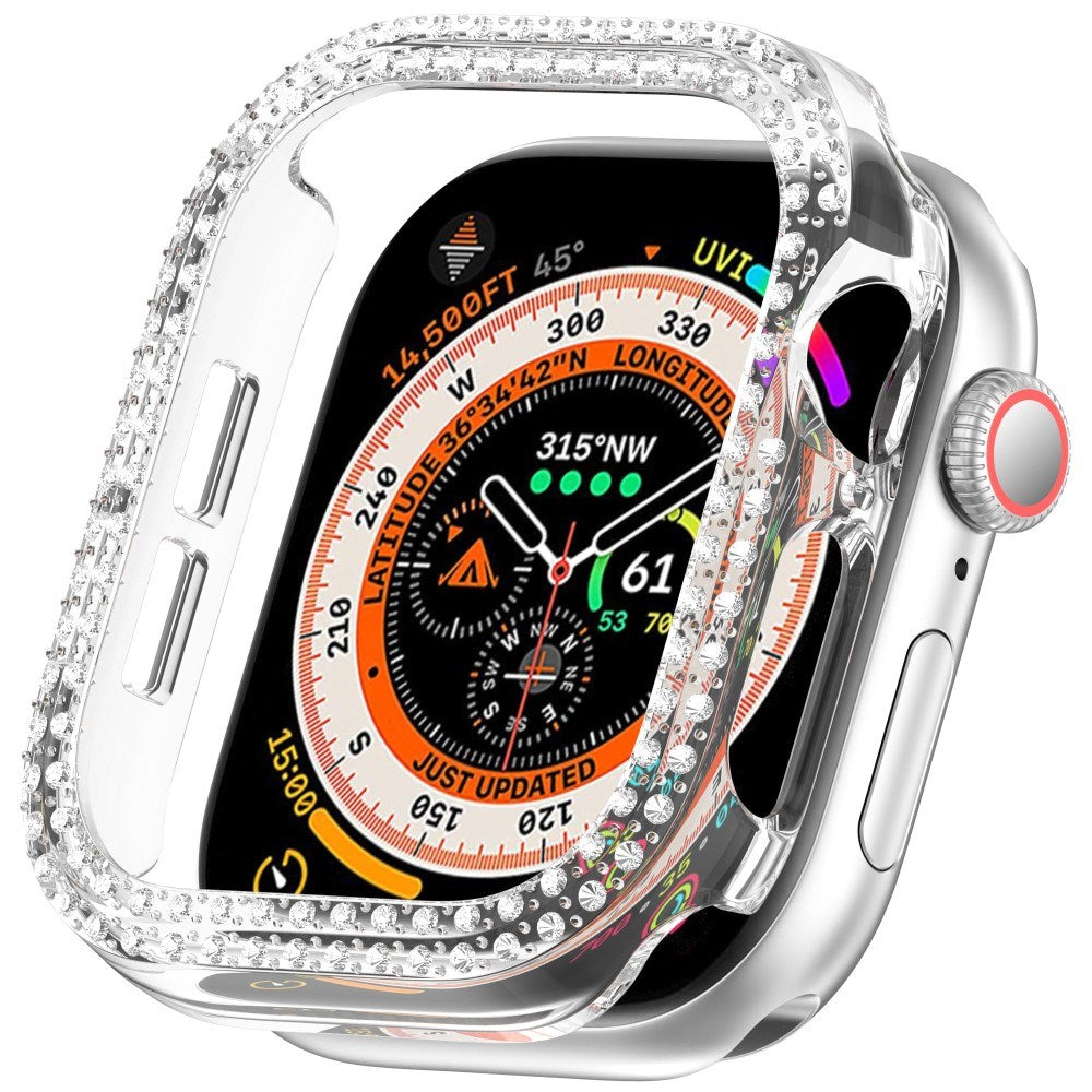 Apple Watch 11 / 10 (42mm) Hård Plast Ramme - Gennemsigtig / Rhinsten