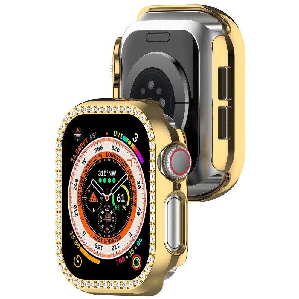 Apple Watch 11 / 10 (42mm) Hård Plastik Ramme - Guld / Rhinsten