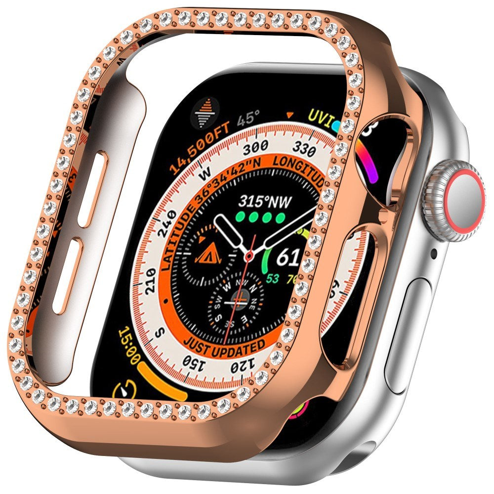 Apple Watch 11 / 10 (42mm) Hård Plastik Ramme - Rose Gold / Rhinsten