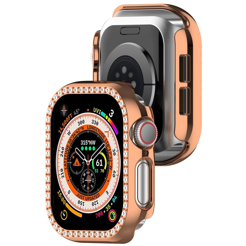 Apple Watch 10 (42mm) Hård Plastik Ramme - Rose Gold / Rhinsten