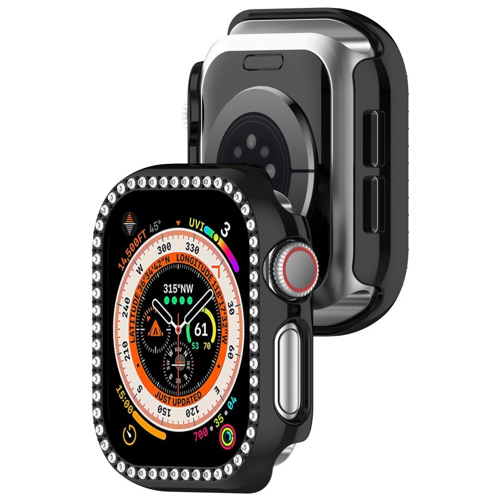 Apple Watch 11 / 10 (46mm) Hård Plastik Ramme - Sort / Rhinsten