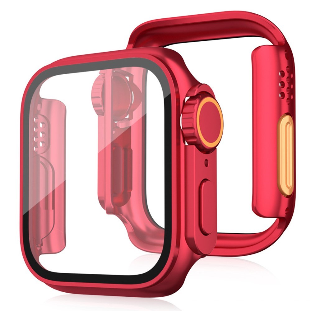 Apple Watch 11 / 10 (46mm) Hårdt Plast Cover m. Skærmbeskyttelsesglas - Rød