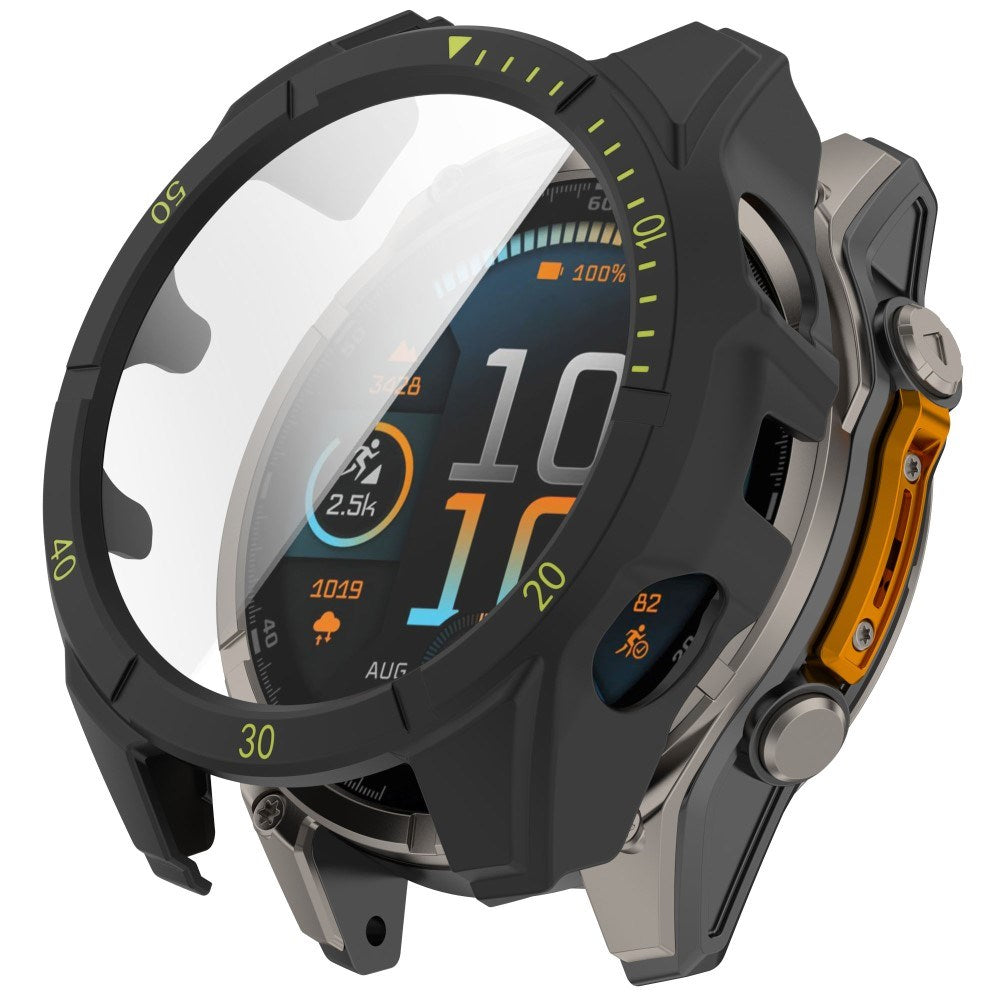 Garmin Tactix 8 AMOLED (51mm) - Hårdt Plastik Cover m. Beskyttelsesglas - Sort / Gul