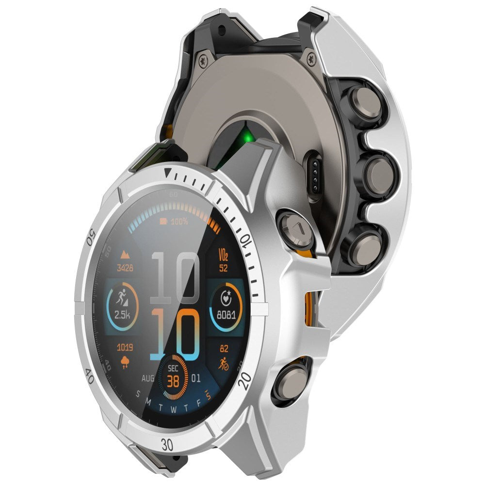 Garmin Tactix 8 AMOLED (47mm) - Hårdt Plastik Cover m. Beskyttelsesglas - Sølv / Sort