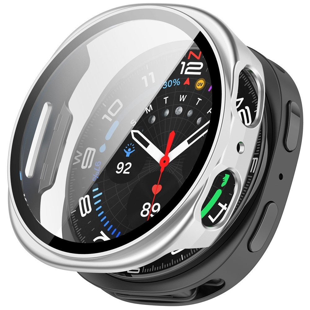 Samsung Galaxy Watch 8 (40mm) Hårdt Plastik Cover - Indbygget Skærmbeskyttelse - Mat Sølv