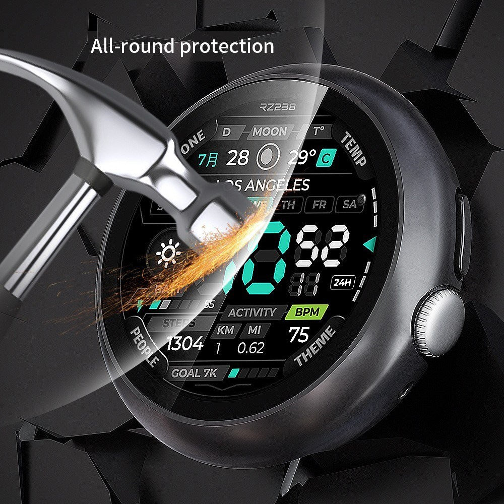 Google Pixel Watch 4 (45mm) Hårdt Plastik Case - Indbygget Skærmbeskyttelse - Gennemsigtig