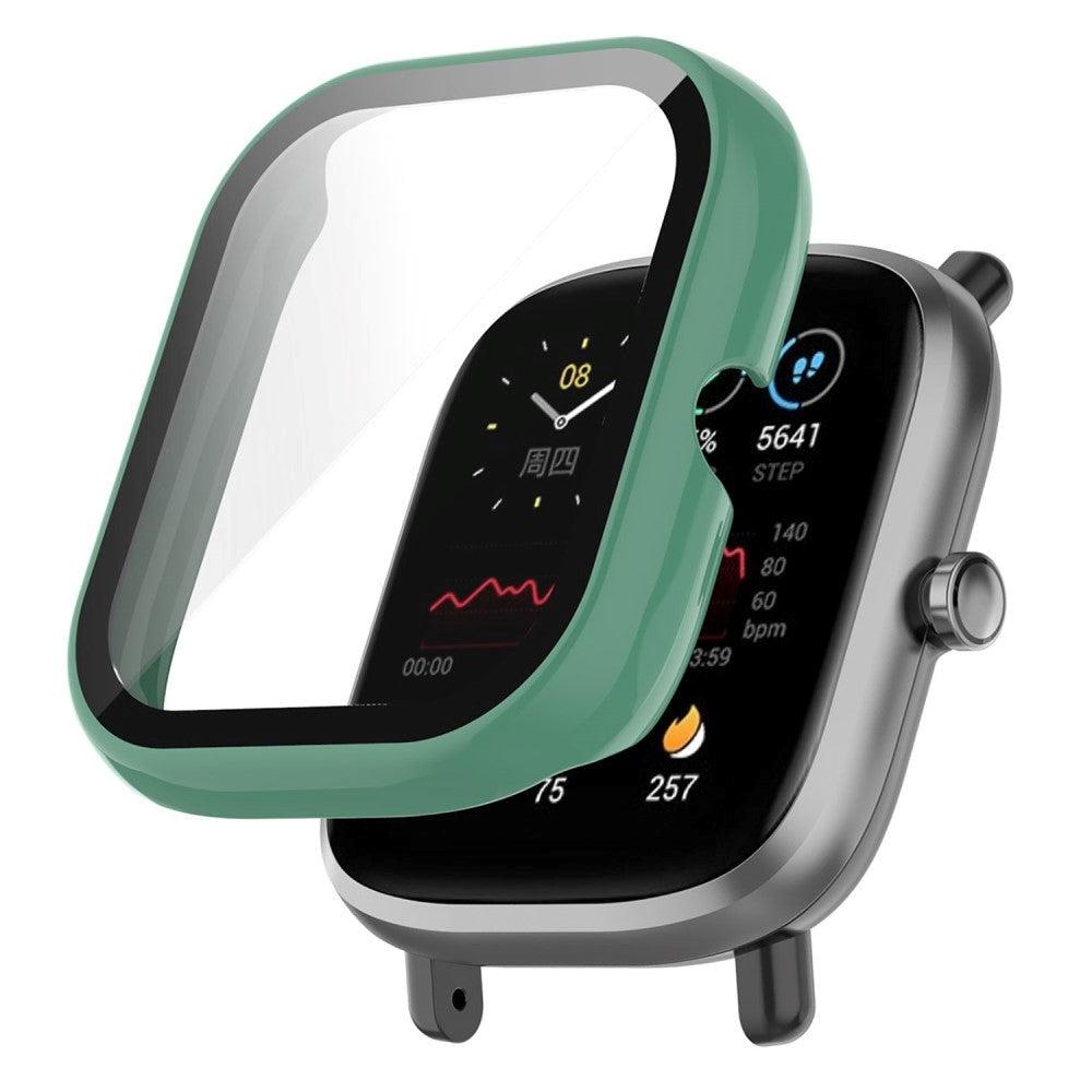 Amazfit Bip U / Bip U Pro Hård Plast Case m. Indbygget Glas Skærmbeskyttelse - Grøn