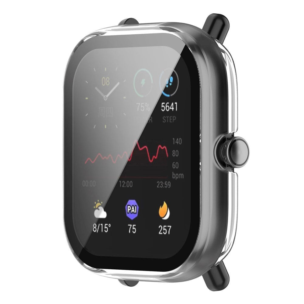 Amazfit Bip U / Bip U Pro Hård Plast Case m. Indbygget Glas Skærmbeskyttelse - Gennemsigtig