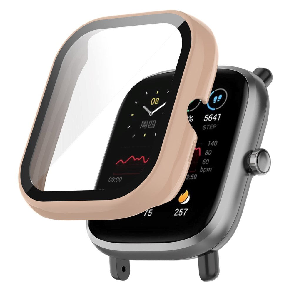 Amazfit Bip U / Bip U Pro Hård Plast Case m. Indbygget Glas Skærmbeskyttelse - Lyserød