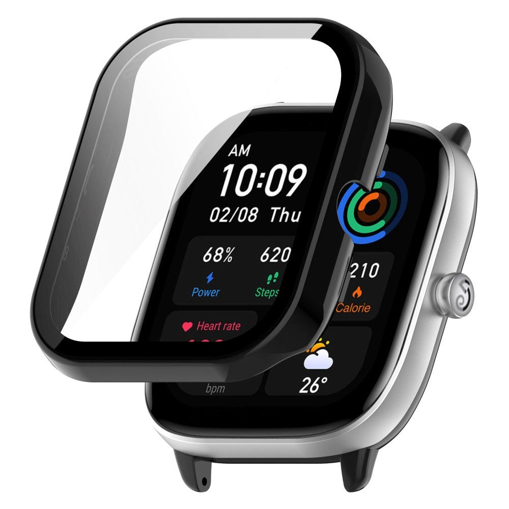 Amazfit GTS 4 Mini Hård Plast Case m. Indbygget Glas Skærmbeskyttelse - Sort