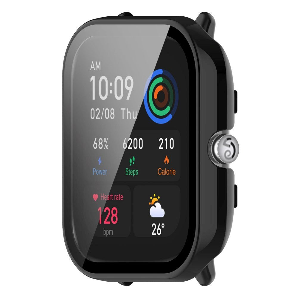 Amazfit GTS 4 Mini Hård Plast Case m. Indbygget Glas Skærmbeskyttelse - Sort