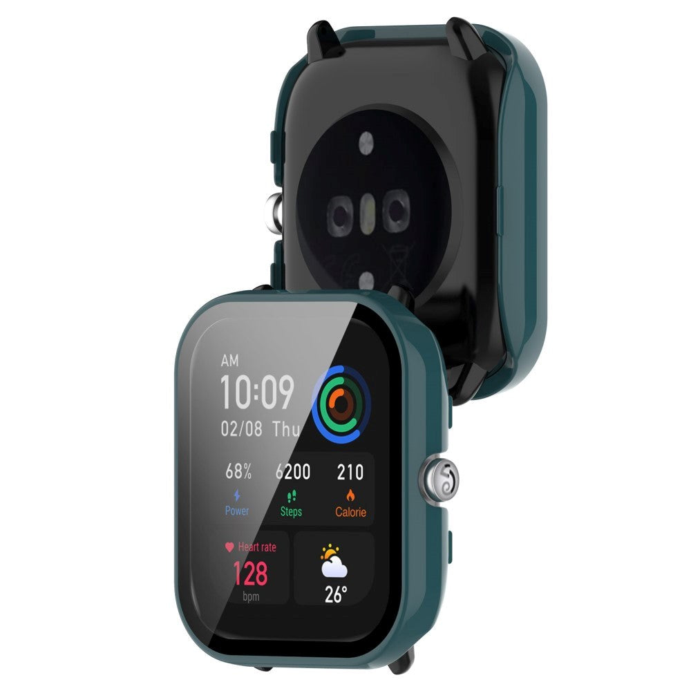 Amazfit GTS 4 Mini Hård Plast Case m. Indbygget Glas Skærmbeskyttelse - Grøn