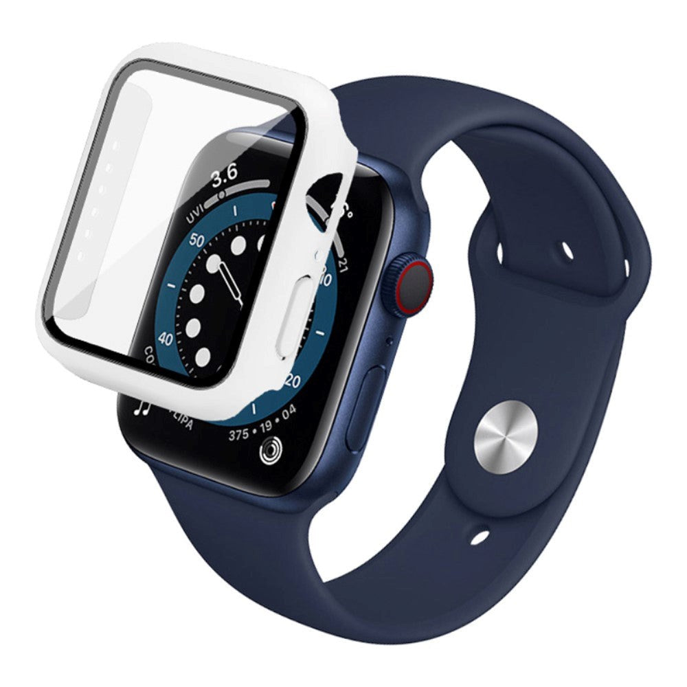 Apple Watch SE/6/5/4 (44mm) IMAK Hård Plast Case m. Indbygget Glas Skærmbeskyttelse - Hvid