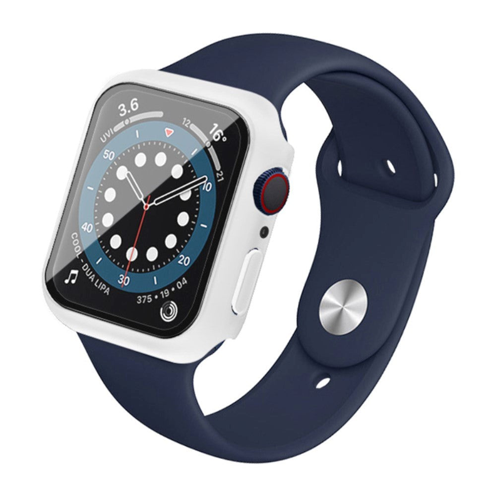 Apple Watch SE/6/5/4 (44mm) IMAK Hård Plast Case m. Indbygget Glas Skærmbeskyttelse - Hvid