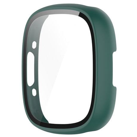 Fitbit Versa 4 / Sense 2 Hård Plastik Cover m. Indbygget Glas Skærmbeskyttelse - Grøn