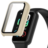 Amazfit Band 7 Hård Plast Case m. Indbygget Glas Skærmbeskyttelse - Beige