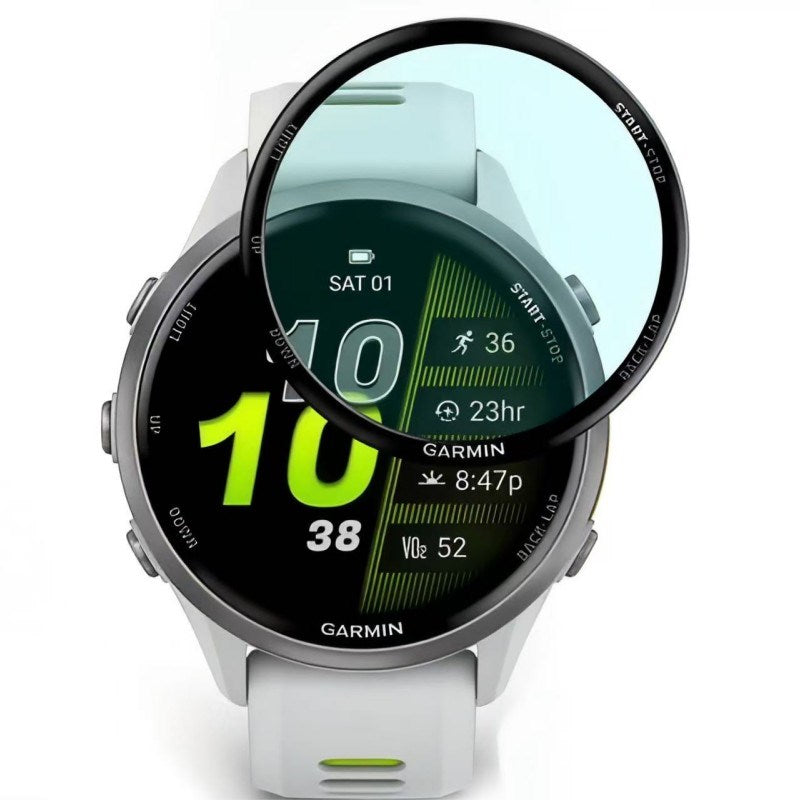 Garmin Forerunner 570 (47mm) Plastik Skærmbeskyttelse - Gennemsigtig / Sort Kant