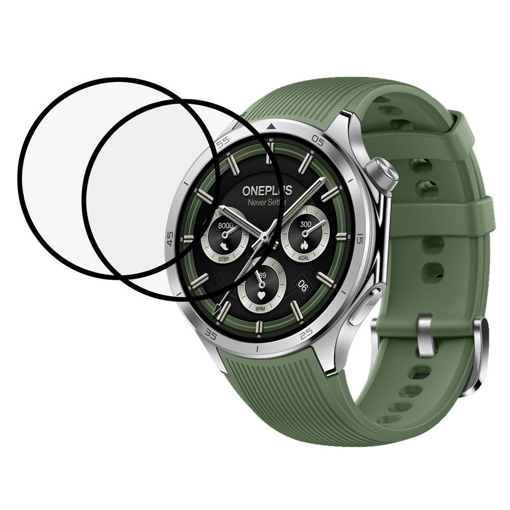 OnePlus Watch 3 (46mm) Plastik Skærmbeskyttelse - 2 stk. - Gennemsigtig / Sort Kant