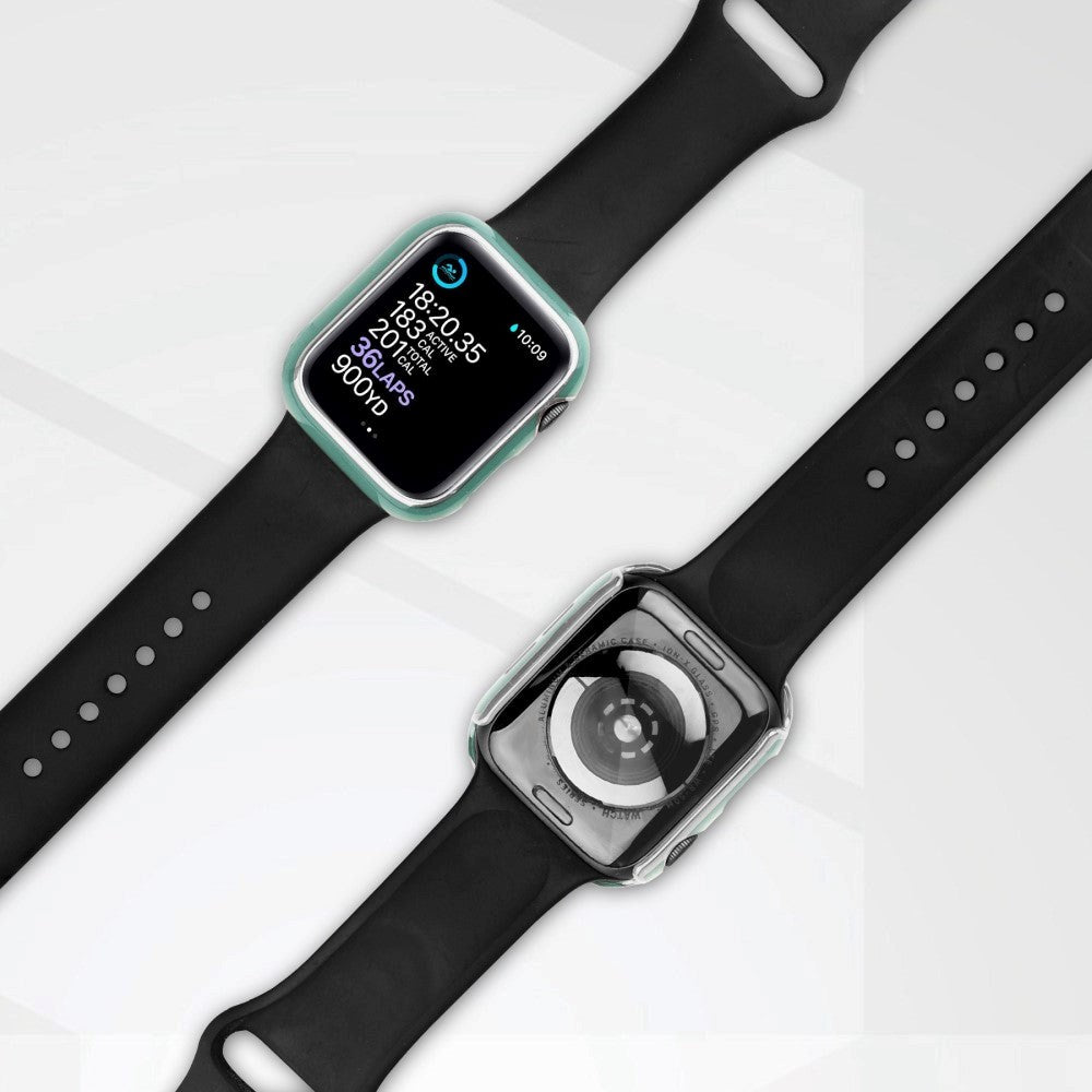 Apple Watch Ultra (49mm) Hård Plast Case m. Indbygget Glas Skærmbeskyttelse - Grøn / Sølv