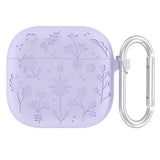 Apple AirPods (4. gen.) Silikone Cover m. Karabinhage og Blomsterdesign - Lilla