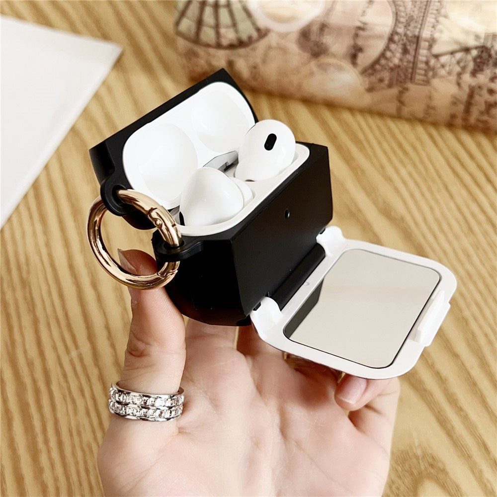 Apple AirPods Pro (3. gen.) Mønstret Plast Cover - Spejl & Ståfunktion - Leopard / Sort