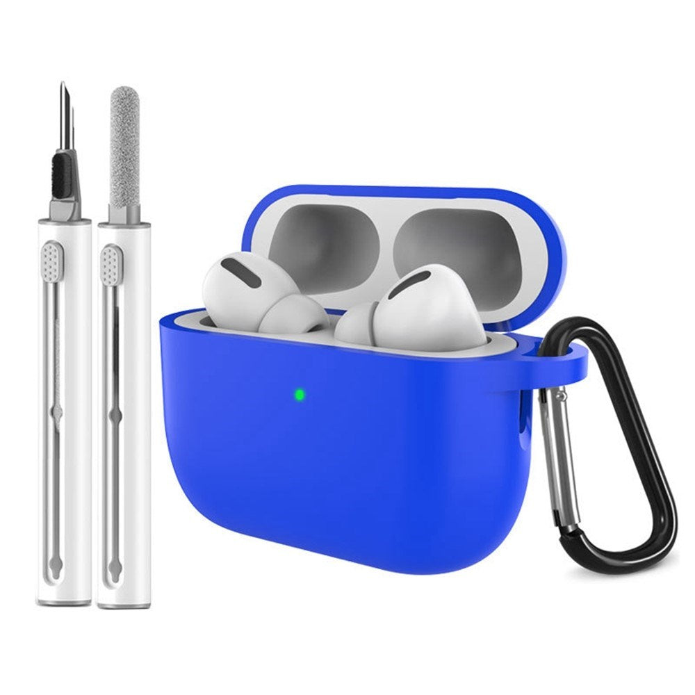 Silikone Cover til Apple AirPods Pro (3. gen.) - Karabinhage & Rengøringspen - Blue