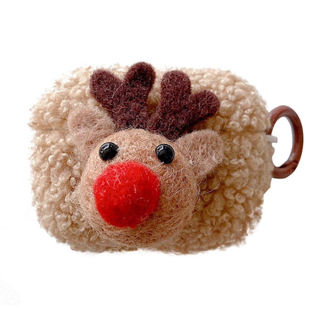 Apple AirPods 3. gen Fleksibelt Plastik Jule Cover m. Uldbetræk - Rensdyr