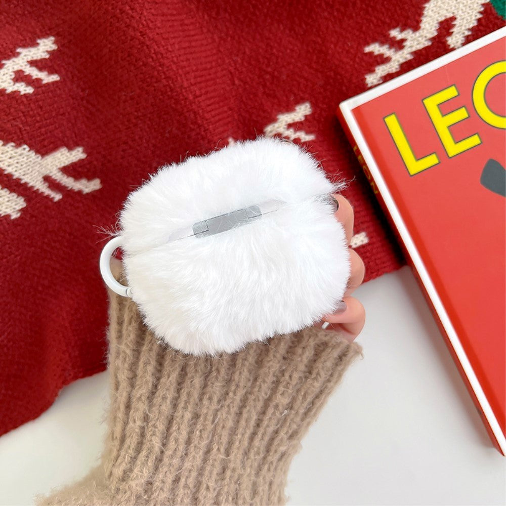 Apple AirPods 3. gen Fleksibelt Plastik Jule Cover m. Uldbetræk - Julefigurer - Hvid