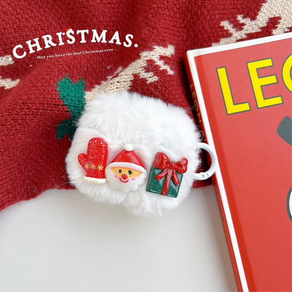 Apple AirPods 3. gen Fleksibelt Plastik Jule Cover m. Uldbetræk - Julefigurer - Hvid