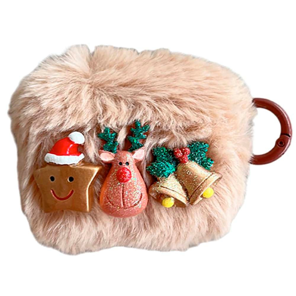 Apple AirPods 3. gen Fleksibelt Plastik Jule Cover m. Uldbetræk - Julefigurer - Brun